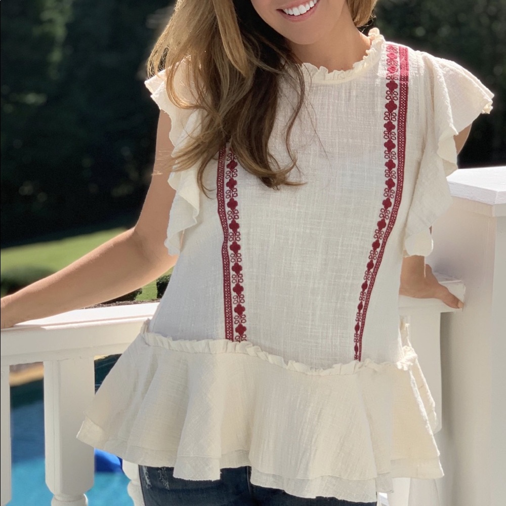Geometric Embroidered Top